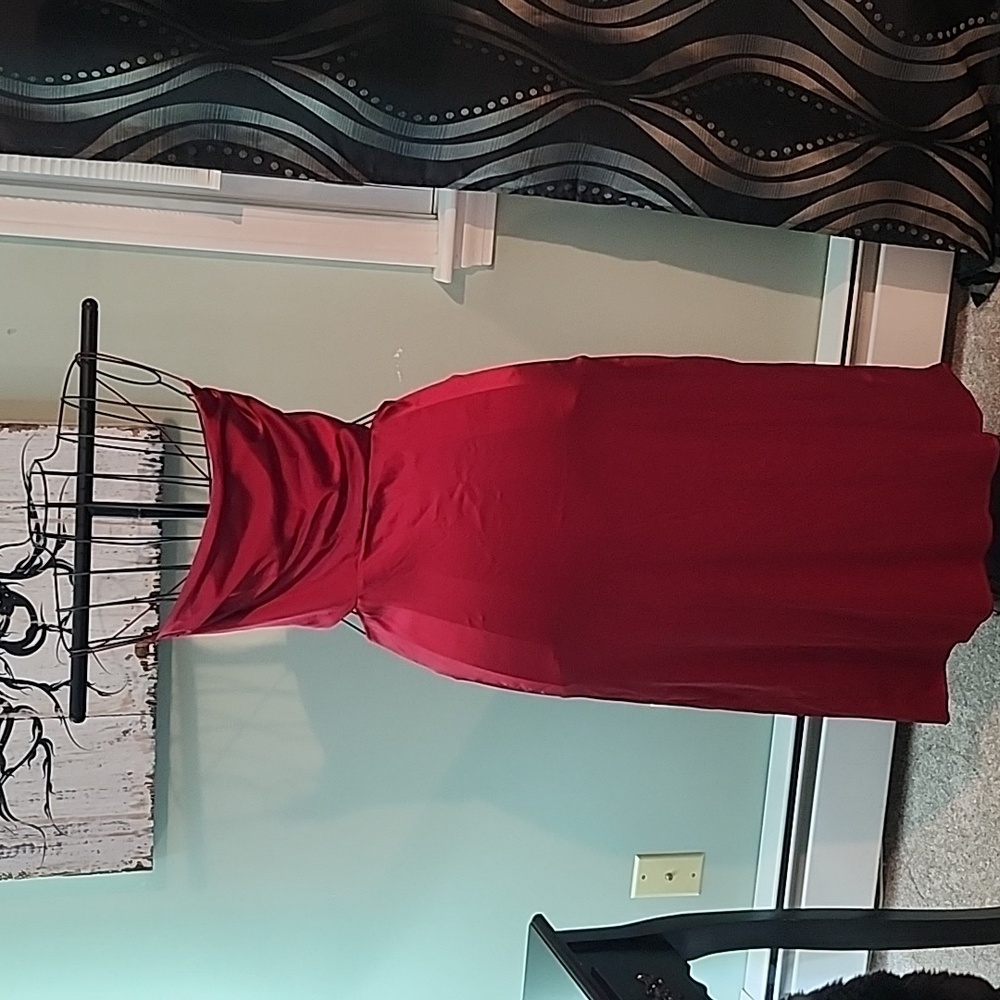 Cranberry Red Open Back Slouch Top Dress